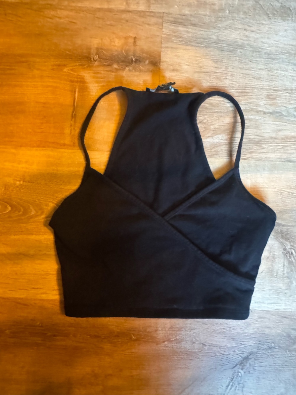 Black Cropped Halter Tank